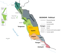Location of Bushehr province