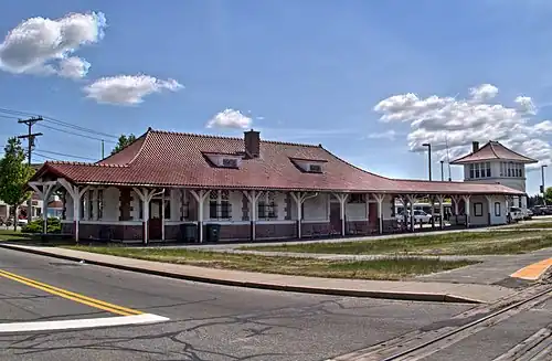 A Spanish revival style railway station