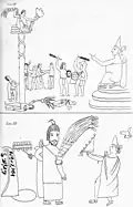 Plates 11 and 12. Sacrifice of a warrior. Moctezuma Ilhuicamina.