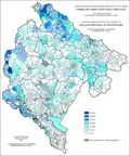 Share of Serbs in Montenegro by settlements 1991
