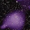 Same image as the one at left but including X-ray (Newton+Chandra) light[11]