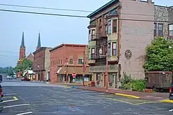 Oak Street at Sixth (north side), looking west