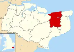 Canterbury shown within Kent