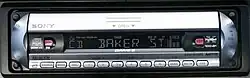 Fourteen-segment characters on an after-market car stereo LCD