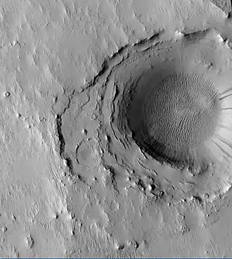 Crater in the middle of Cassini crater, as seen by HiRISE.