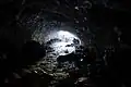 Ice caves formed at the foot of the Sierra Velluda in summer.