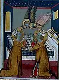 An Angel Crowning Saints Cecilia and Valerian (1330s)