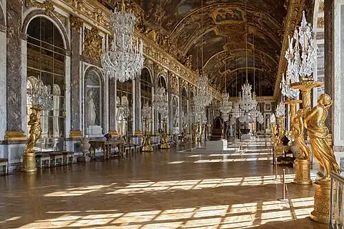 Hall of Mirrors at Palace of Versailles, decorated by Charles Le Brun (1678–1684)[11]