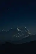 Moonlit Chaukhamba from the Kartikswamy temple