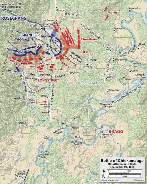 Defense of Horseshoe Ridge and Union retreat, afternoon and evening of September 20