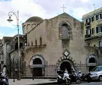 Façade of the church. Fronting Via Cesare Battisti