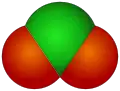 Spacefill model of chlorine dioxide