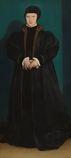 Christina of Denmark in mourning, 1538. A prospective bride for Henry VIII, who Holbein was sent to portray.