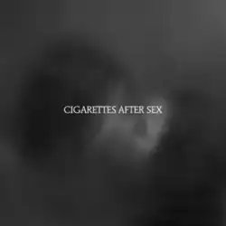 A blurred image of two people kissing each other.