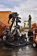 Patina work done on a Lundeen Sculpture artwork, station 13 of the Stations of the Cross