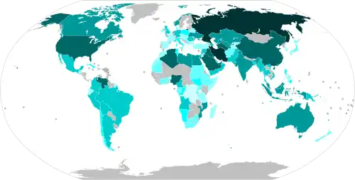 Image 61Countries' proven natural gas reserves (2014), based on data from The World Factbook (from Natural gas)