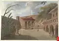 Interior of the Shri Radha Madan Mohan temple, a watercolor by Seeta Ram, c.1814-15.