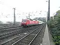 120 502 leaves Köln Hbf on a Bahntechnik train.