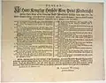 1780 Norwegian notice using flourished blackletter type.