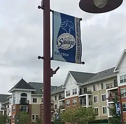 A Dan Patch racehorse commemorative banner in Savage