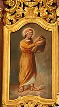 Daniel with a rock in his hands