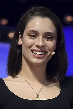 Daniela Melchior, actor, on Centre Stage during day three of Web Summit 2021 at the Altice Arena in Lisbon, Portugal.