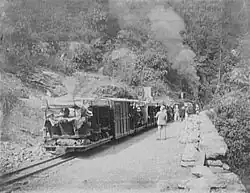 Europeans on an outdoor station platform