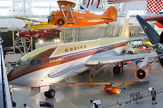 From top to bottom: Grumman G-22 Gulfhawk II, Piper J-3 Cub, North American P-51C Mustang, Boeing 367-80, and Bowlus BA-100 Baby Albatross.