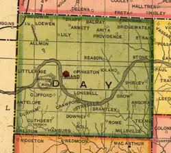 Ioland is seen in the right half of Day County.