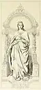 An engraving of the stained glass window that Ulisse De Matteis entered in the Roman exhibit of Catholic art in 1870. Included in: Antonio Pavan, “Della pittura su vetro e del laboratorio De Matteis,” L’arte in Italia III (1870): 68-69.
