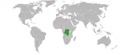 Map indicating locations of Democratic Republic of the Congo and Italy
