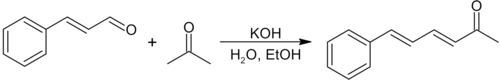Equation for first substep in the synthesis of dicinnamalacetone