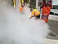 In February 2020, Jon Randles from Proteger Protect Ltd cleaned the meeting circle. Using the Doff system he removed the grime and algae with steam cleaning at 120 °C but critically operating at low pressure to avoid damage to the Portland stone