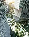 Artist's impression of DUO's driveway and landscaped plaza