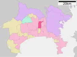 Location of Ebina in Kanagawa Prefecture