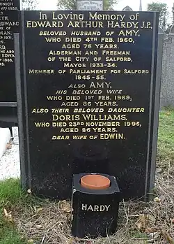 Edward Arthur Hardy's headstone, Weaste cemetery