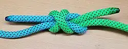 Simple Simon Under. The working part passes under the standing (loaded) part of the rope.