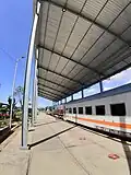 The extension of the canopy at line 1 platform