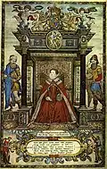 Coloured frontispiece to Christopher Saxton's Atlas of England and Wales, 1579