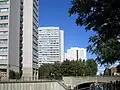 Residential tower blocks and new Grünstraßenbrücke on Fischerinsel, 2009