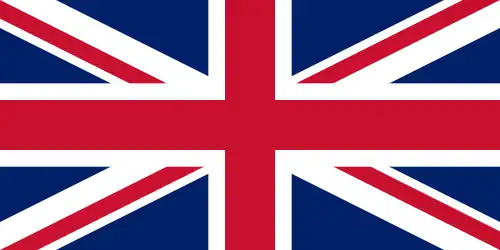 A flag composed of a red cross edged in white and superimposed on a red saltire, also edged in white, superimposed on a white saltire on a blue background