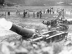 A mle 1914 being fired from a gully known as "La Baraquette" during the Somme Offensive 16 September 1916.
