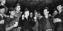 Jo Stafford in 1946, who was working on The Ford Show at the time, was a favorite of servicemen. She went to the dock to meet the Queen Mary to welcome the men back to the U.S., where they nicknamed her "GI Jo".