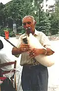Man from Skopje, North Macedonia playing the Gaida