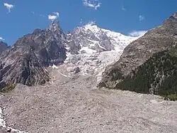 Debris-covered slopes of the Brenva Glacier