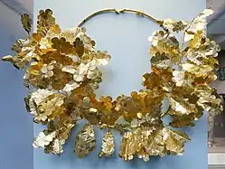 Room 22 - Gold oak wreath with a bee and two cicadas, western Turkey, c. 350–300 BC