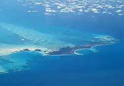 Great Harbour Cay from 38,000 ft (11,582 m). March 2010