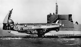 Grayback preparing to launch a Regulus II missile, c. 1960