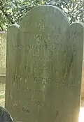 Grave marker for Catharine Greene, wife of Governor William, mother of Ray, and correspondent of Benjamin Franklin