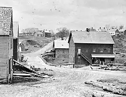 A late-19th century view from adjacent to today's Grist Mill Park westward to Staples Hill